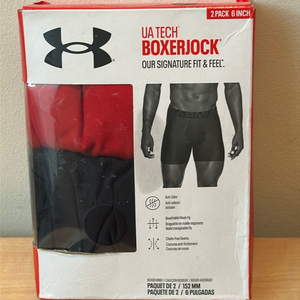 Under Armour Big Man 5XL 6" Tech Boxerjock Brief - Pack of 2 -